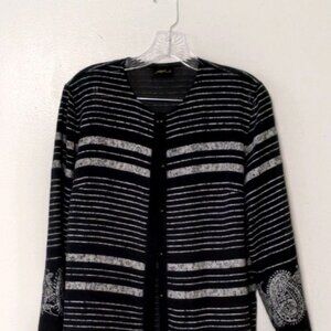 Gottex Sheer Black Striped Cotton Shirt with Embroidered Details, Size S